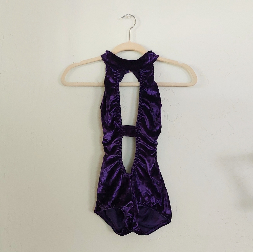IHeartRaves Purple Velvet Bodysuit (Small)